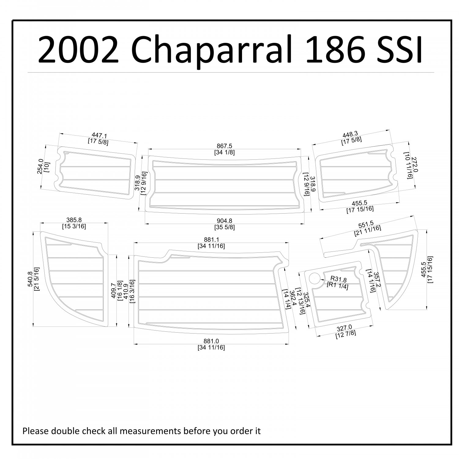 2002 Chaparral 186 SSI 190SSI Swim Platform Boat EVA Faux Teak Deck Floor Pad