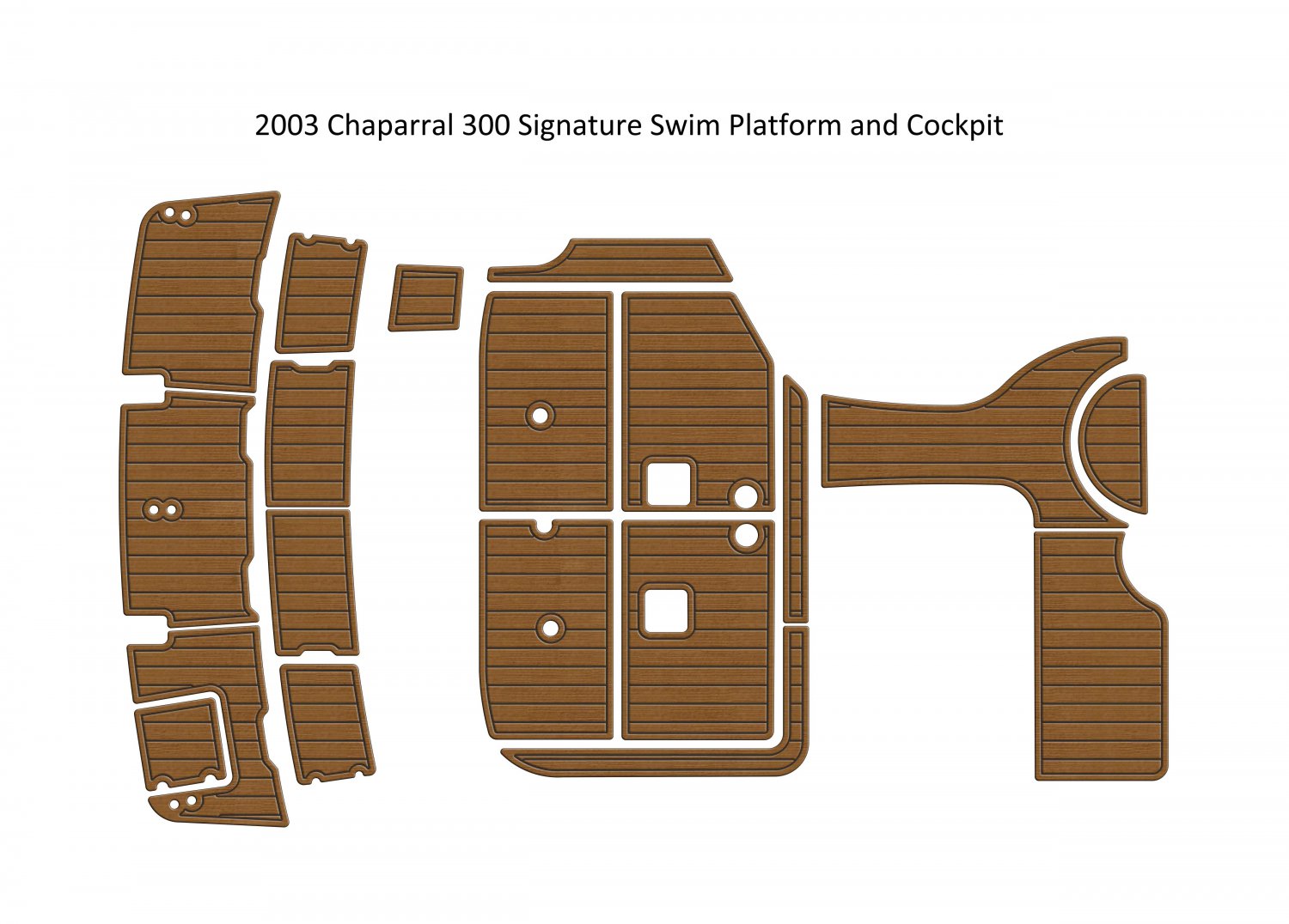 2003 Chaparral 300 Signature Swim Platform and Cockpit Boat EVA Faux Teak Deck Floor Pad