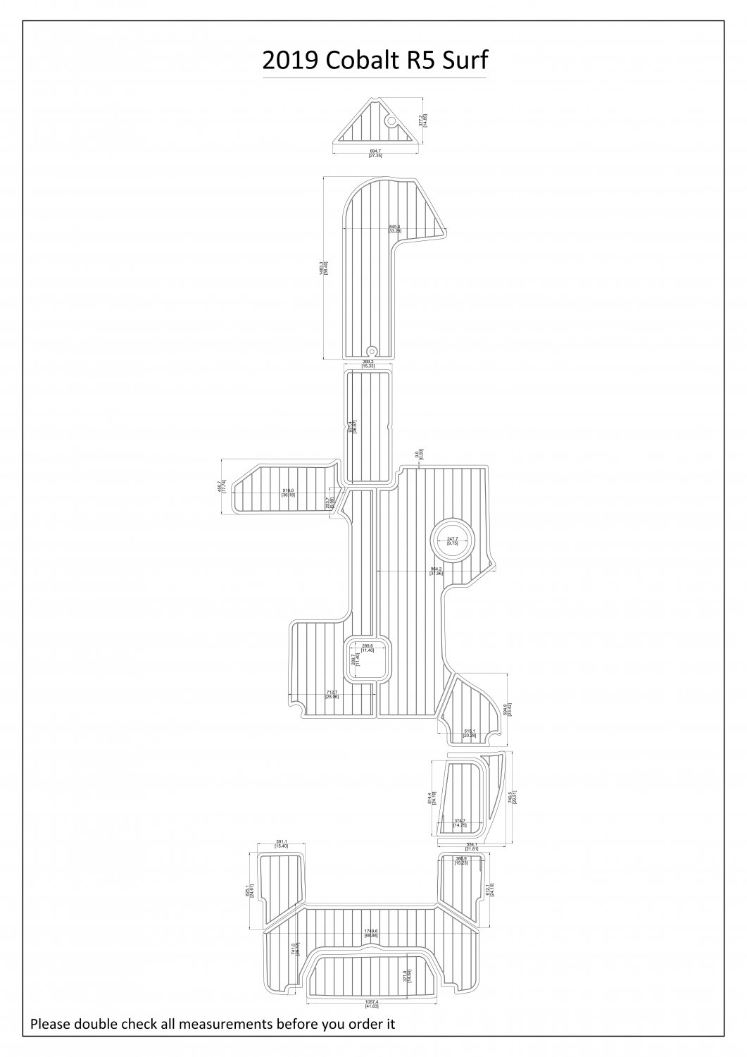 2019 Cobalt R5 Surf Swim Step Cockpit Boat EVA Faux Foam Teak Deck Floor Pad