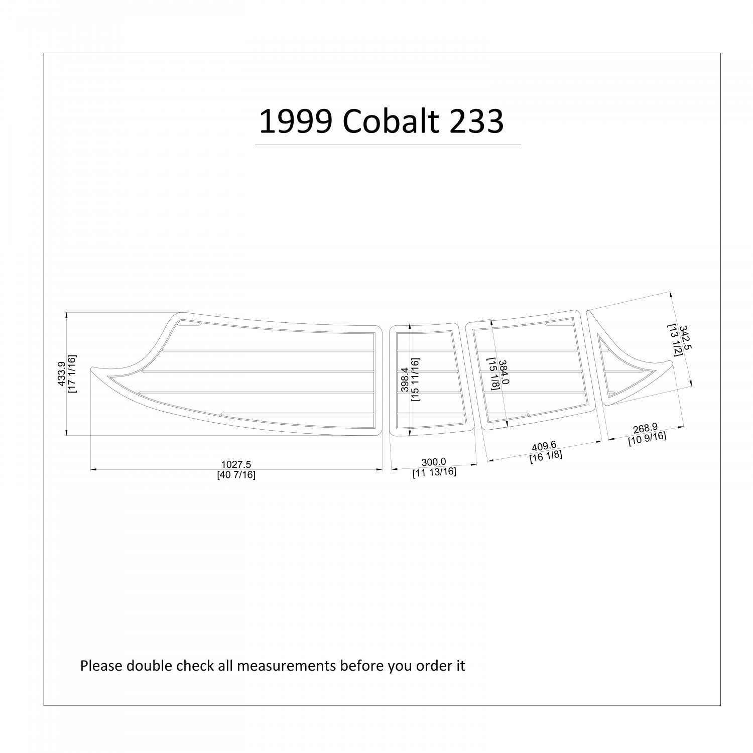 1999 Cobalt 233 Swim Platform Boat EVA Faux Foam Teak Deck Floor Pad