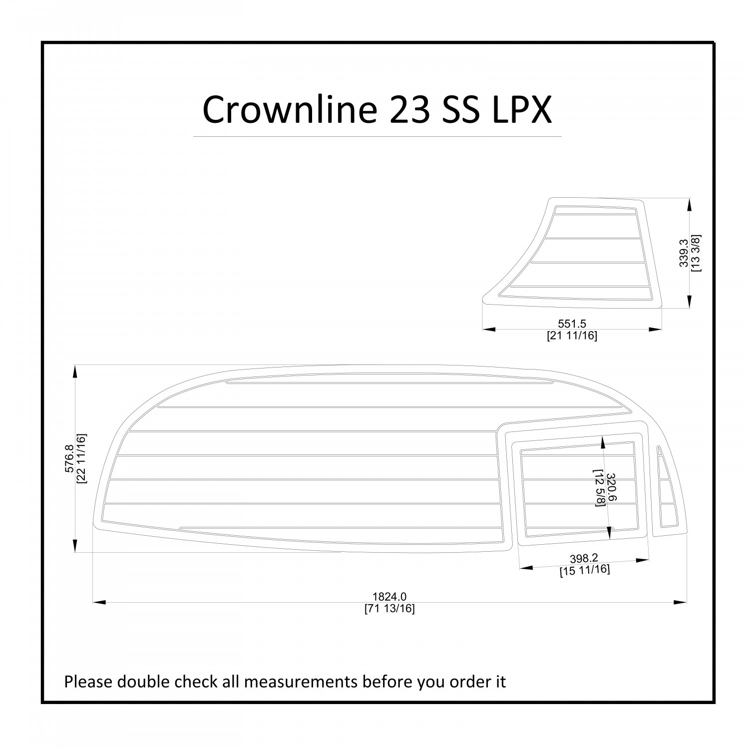 Crownline 23 SS LPX Swim Platform Boat EVA Faux Foam Teak Deck Floor Pad