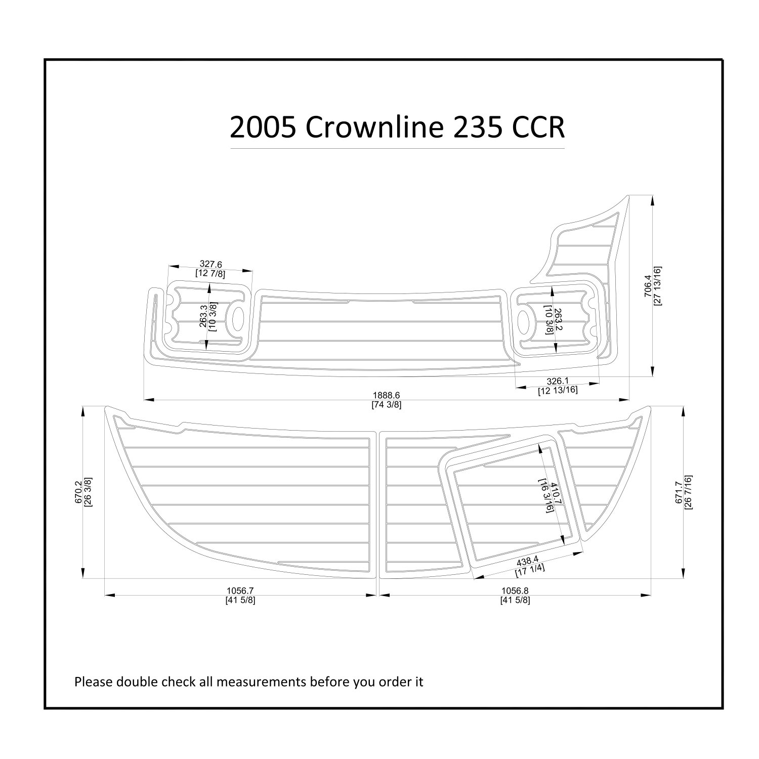 2005 Crownline 235 CCR Swim Platform Boat EVA Faux Foam Teak Deck Floor Pad
