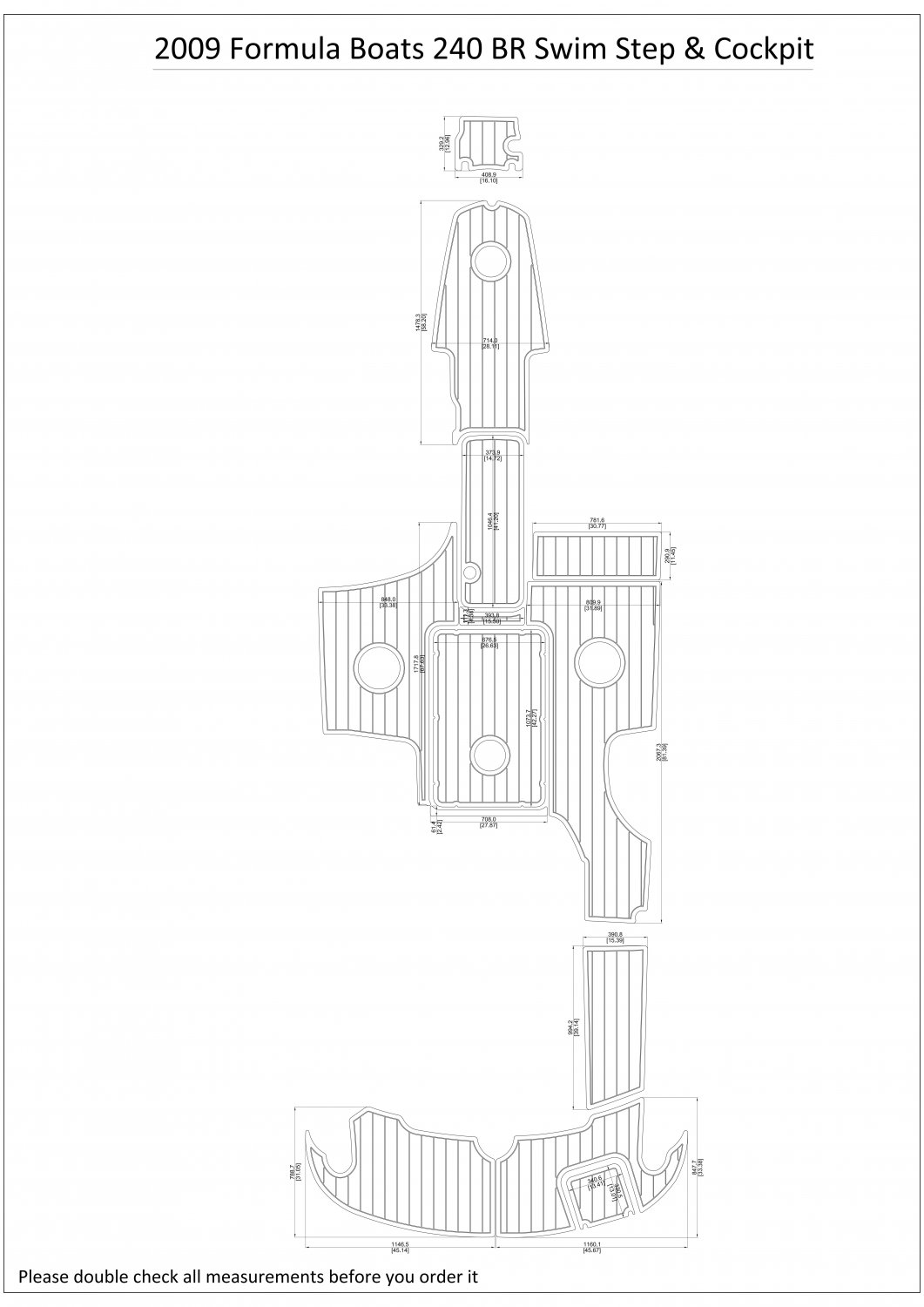 2009 Formula 240 BR Swim Step Cockpit Boat EVA Faux Foam Teak Deck Floor Pad