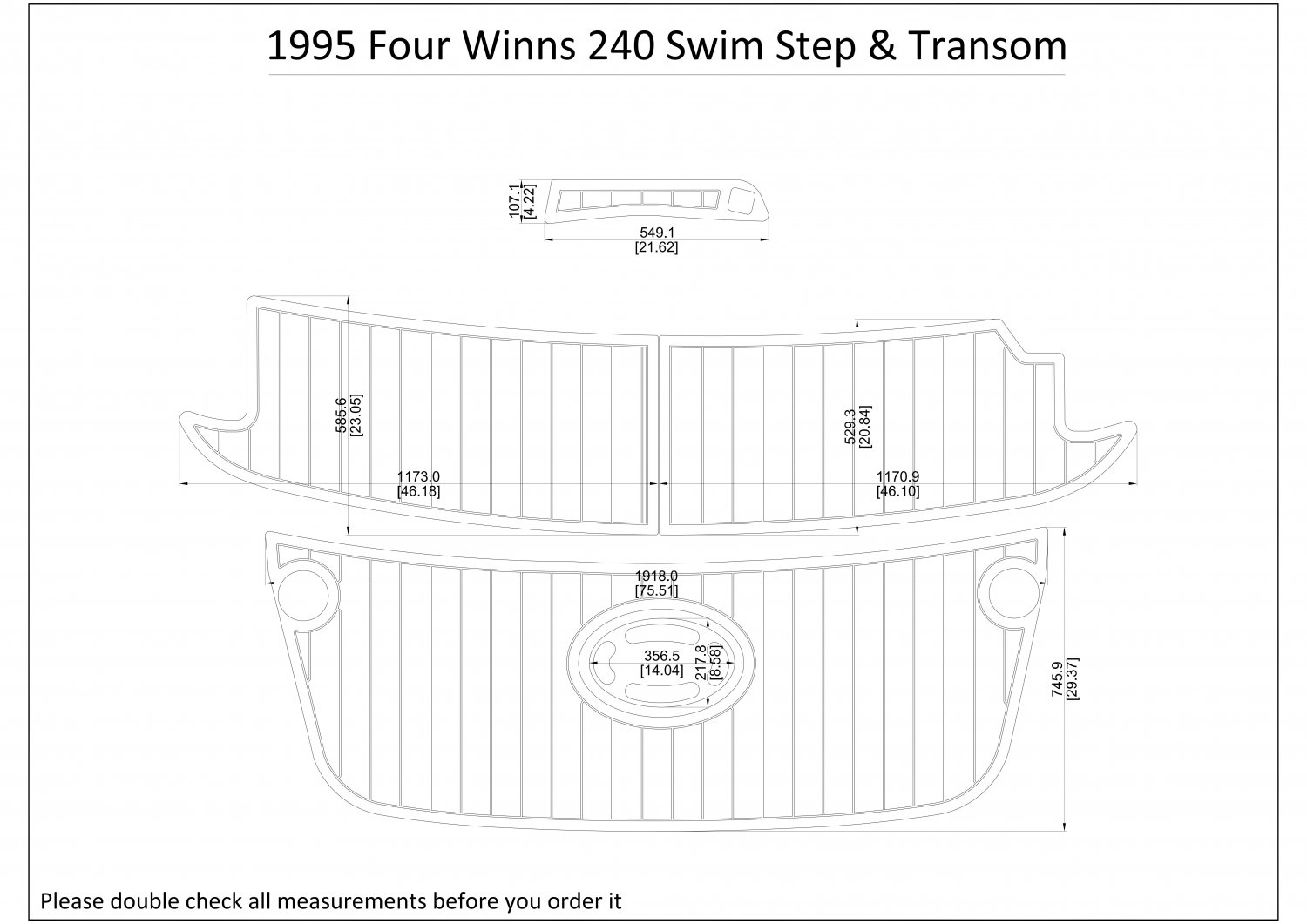1995 Four Winns 240 Swim Step Transom Boat EVA Faux Foam Teak Deck Floor Pad