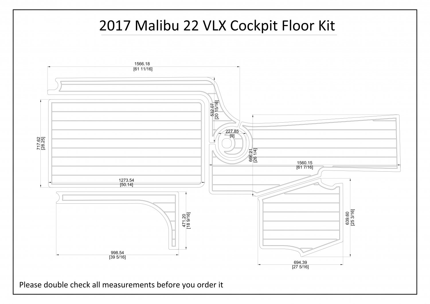 2017 Malibu 24 MXZ Cockpit Floor Kit Boat EVA Faux Foam Teak Deck Floor Pad