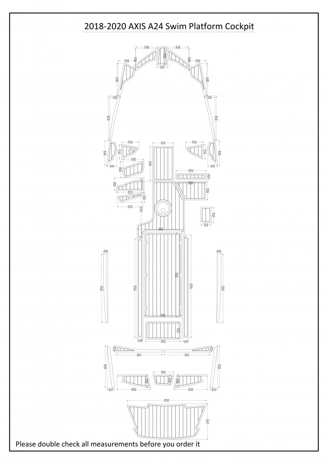 2018-2020 AXIS A24 Swim Platform Cockpit Boat EVA Faux Foam Teak Deck Floor Pad