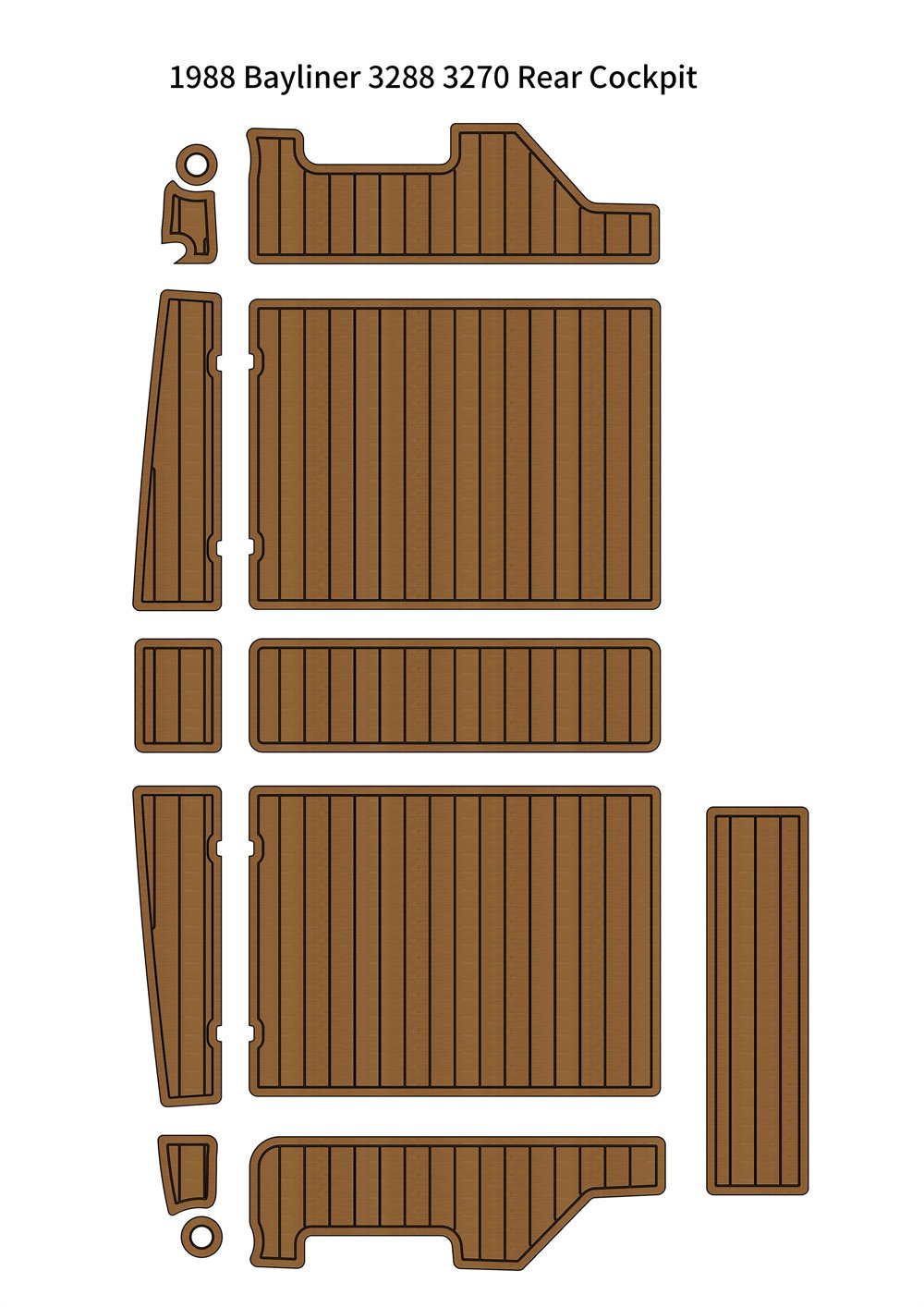 1988 Bayliner 3288 3270 Rear Cockpit Boat EVA Faux Foam Teak Deck Floor Pad