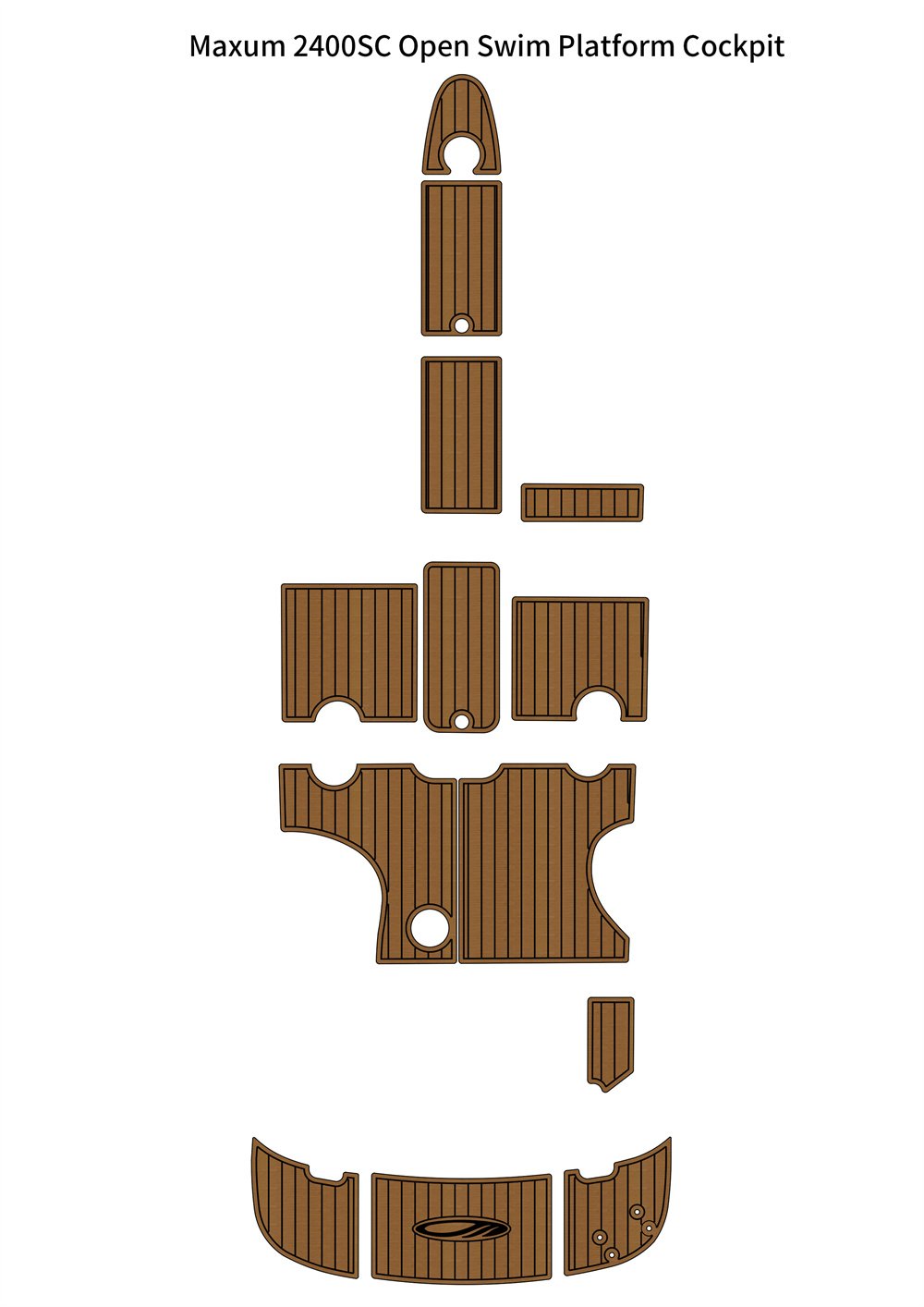 2008 Maxum 2400 SR3 Open Bow Swim Platform Cockpit Boat EVA Teak Deck Floor Pad