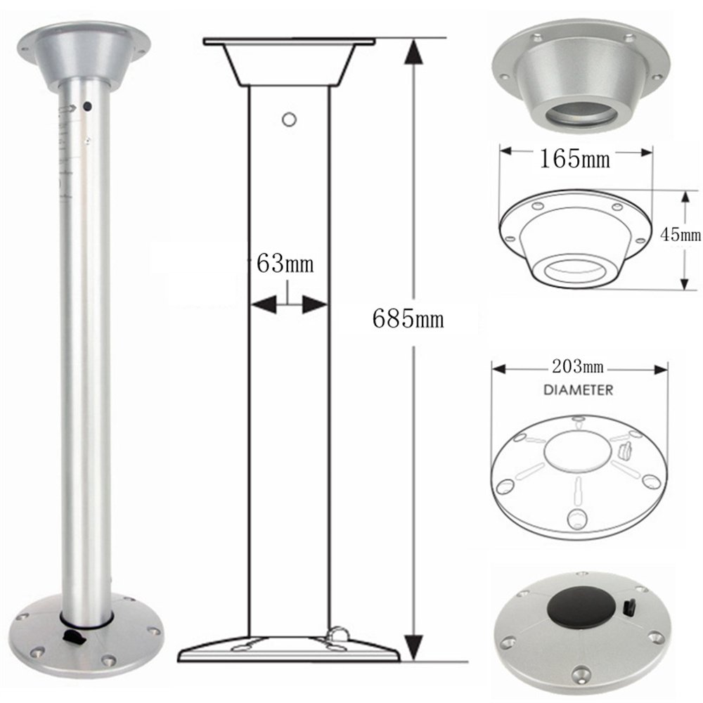 White ABS Plastic Table Top With Table Leg 863x457x101mm Marine Boat Caravan RV