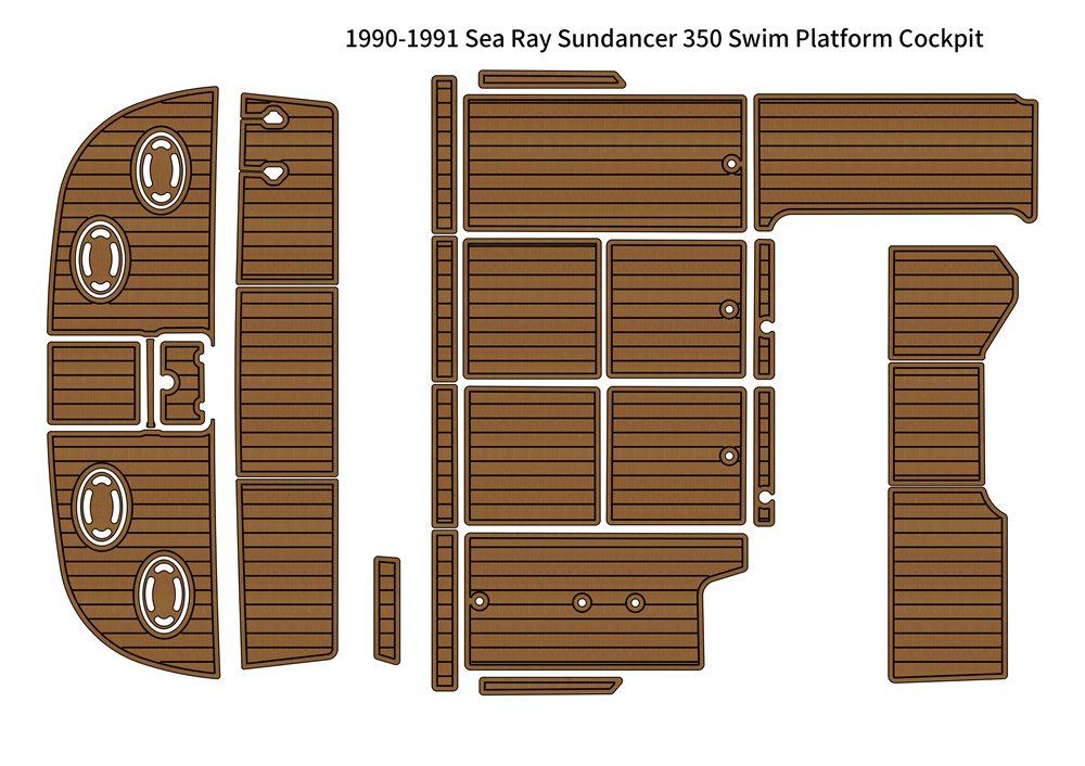 1990-1991 Sea Ray Sundancer 350 Swim Platform Cockpit Pad Boat EVA Teak Floor
