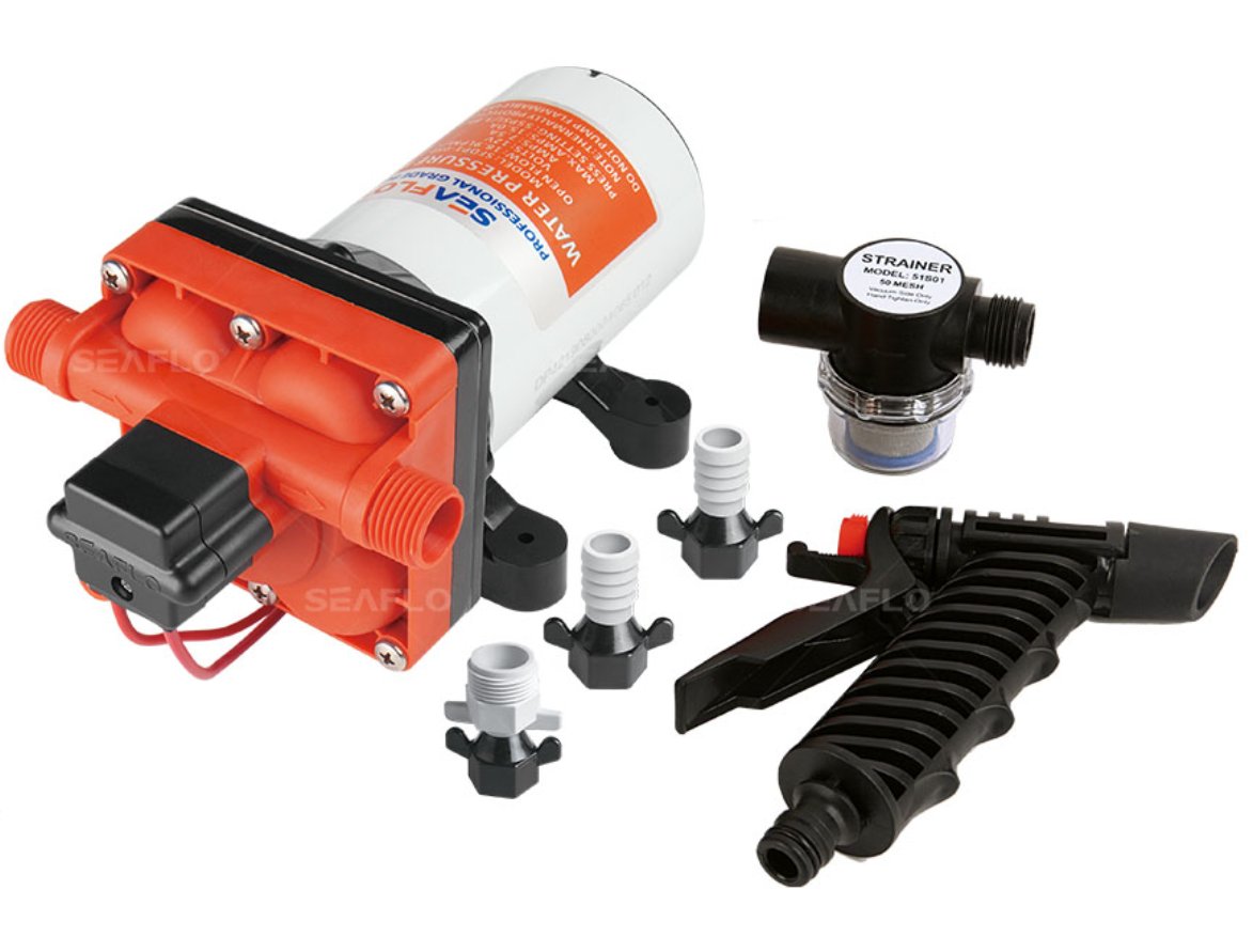 SEAFLO 42 Series Washdown Pump Kit Without Coiled Hose Marine Boat RV Caravan