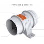 SEAFLO 3 Inch 145CFM 4 Inch 235CFM In-Line Bilge Blower Fan 12/24V Marine Boat RV Caravan