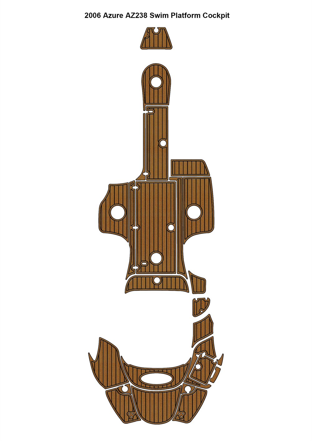 2006 Azure AZ238 Swim Platform Cockpit Boat EVA Teak Deck Faux Foam Floor Mat Pad