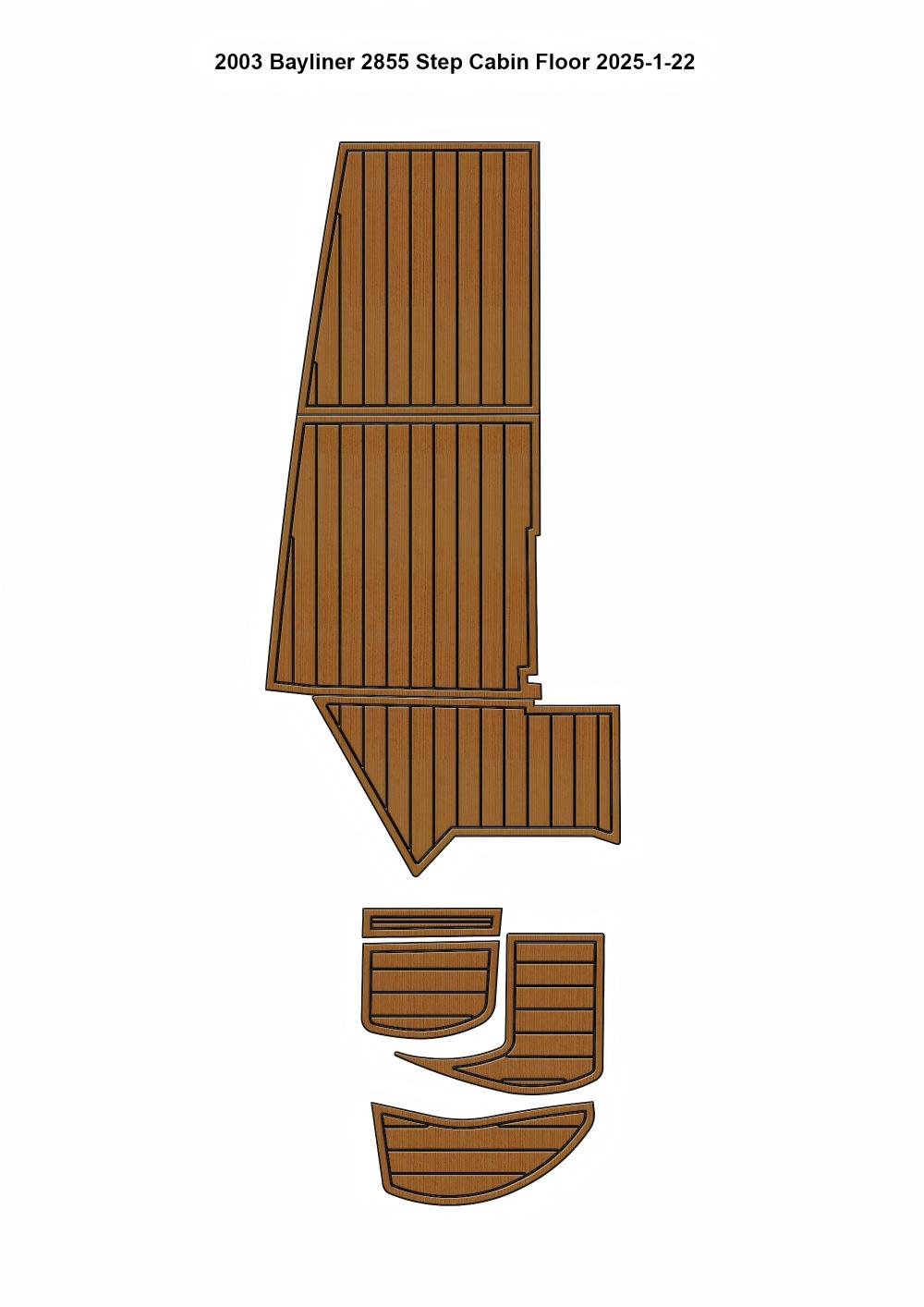 2003 Bayliner 2855 Step Cabin Floor Pad Boat EVA Foam Faux Teak Deck Floor Mat