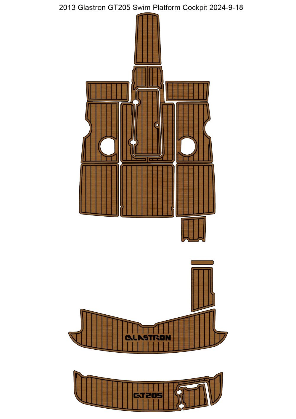 2013 Glastron GT205 Swim Platform Cockpit Pad Boat EVA Foam Teak Floor Mat