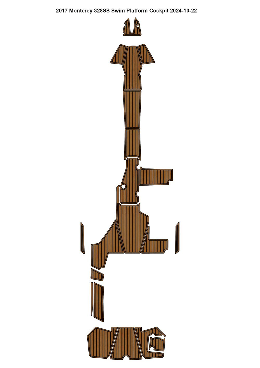 2017 Monterey 328SS Swim Platform Cockpit Boat EVA Faux Foam Teak Floor Mat