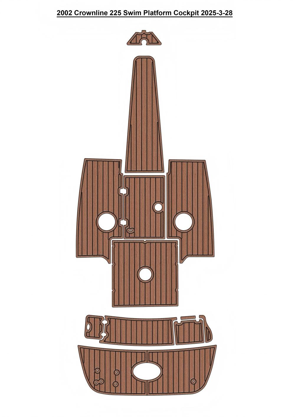 2002 Crownline 225 Swim Platform Cockpit Boat EVA Foam Teak Deck Floor Pad Mat