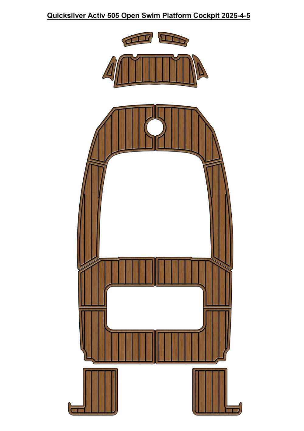 Quicksilver Activ 505 Open Swim Platform Cockpit Boat EVA Foam Faux Teak Floor Mat