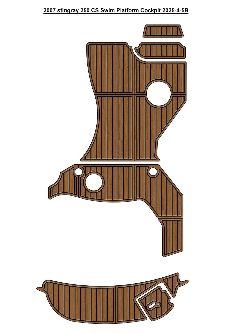 2007 Stingray 250 CS Swim Platform Cockpit Pad Boat EVA Foam Faux Teak Deck Floor Mat