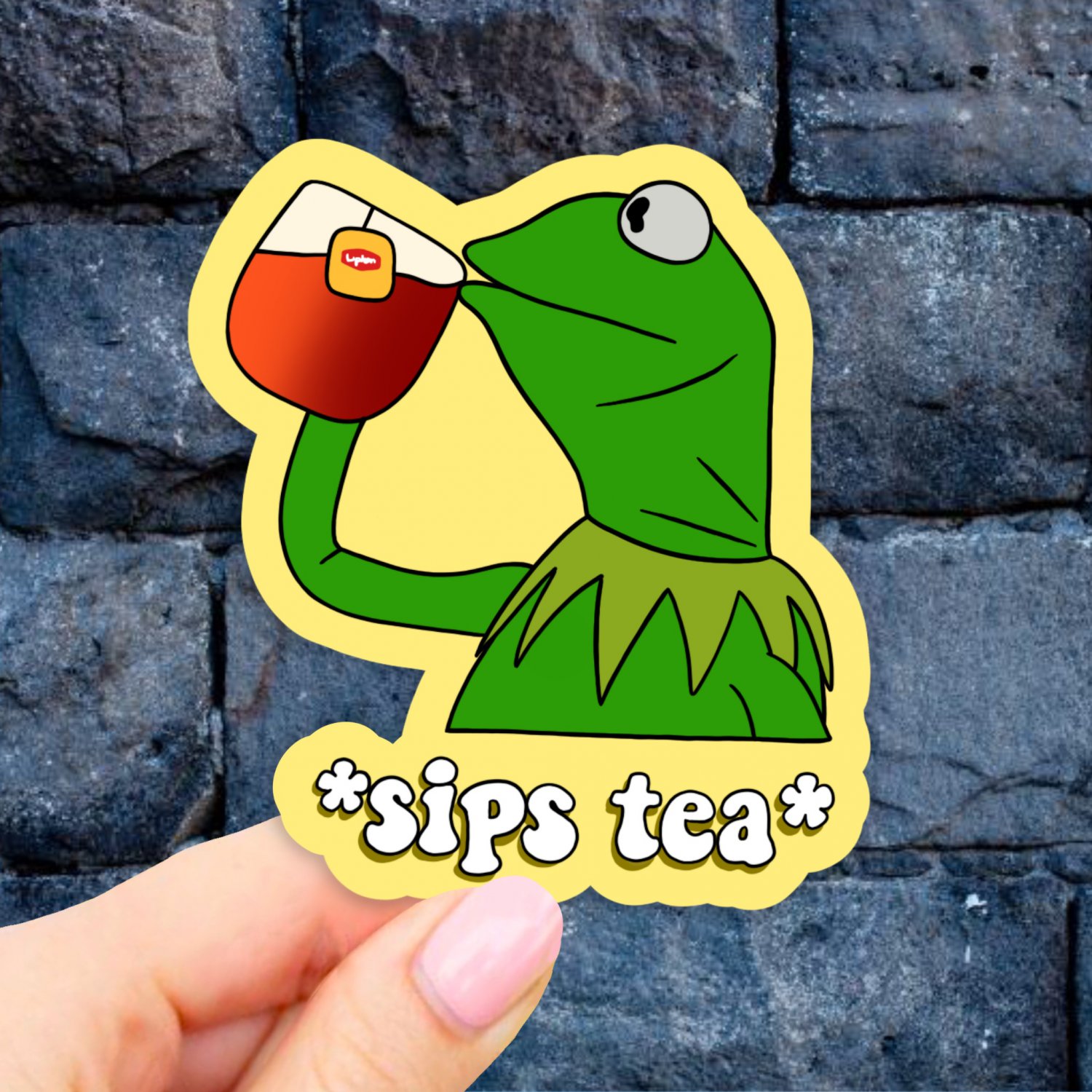 Kermit meme  tea  Laptop Sticker  Vinyl Aesthetic stickers  