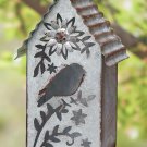 Galvanized Metal Birdhouse with Cutout Detail- Bird