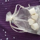 100 Wedding Favour gifts scented  heart wax melts in organza bag