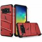 Galaxy S10e Case Heavy-Duty Military Grade With Tempered Glass Red Black New