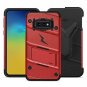 Galaxy S10e Case Heavy-Duty Military Grade With Tempered Glass Red Black New