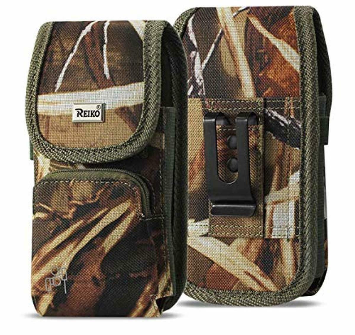 Military Grade Cell Phone Case, Camo Case w/Storage Pocket Belt Clip Compatible