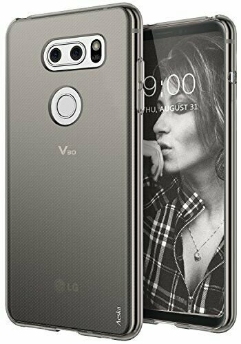 LG V35 ThinQ Case Ultra Slim Thin Flexible TPU Gel Rubber Soft Skin Smoke Black