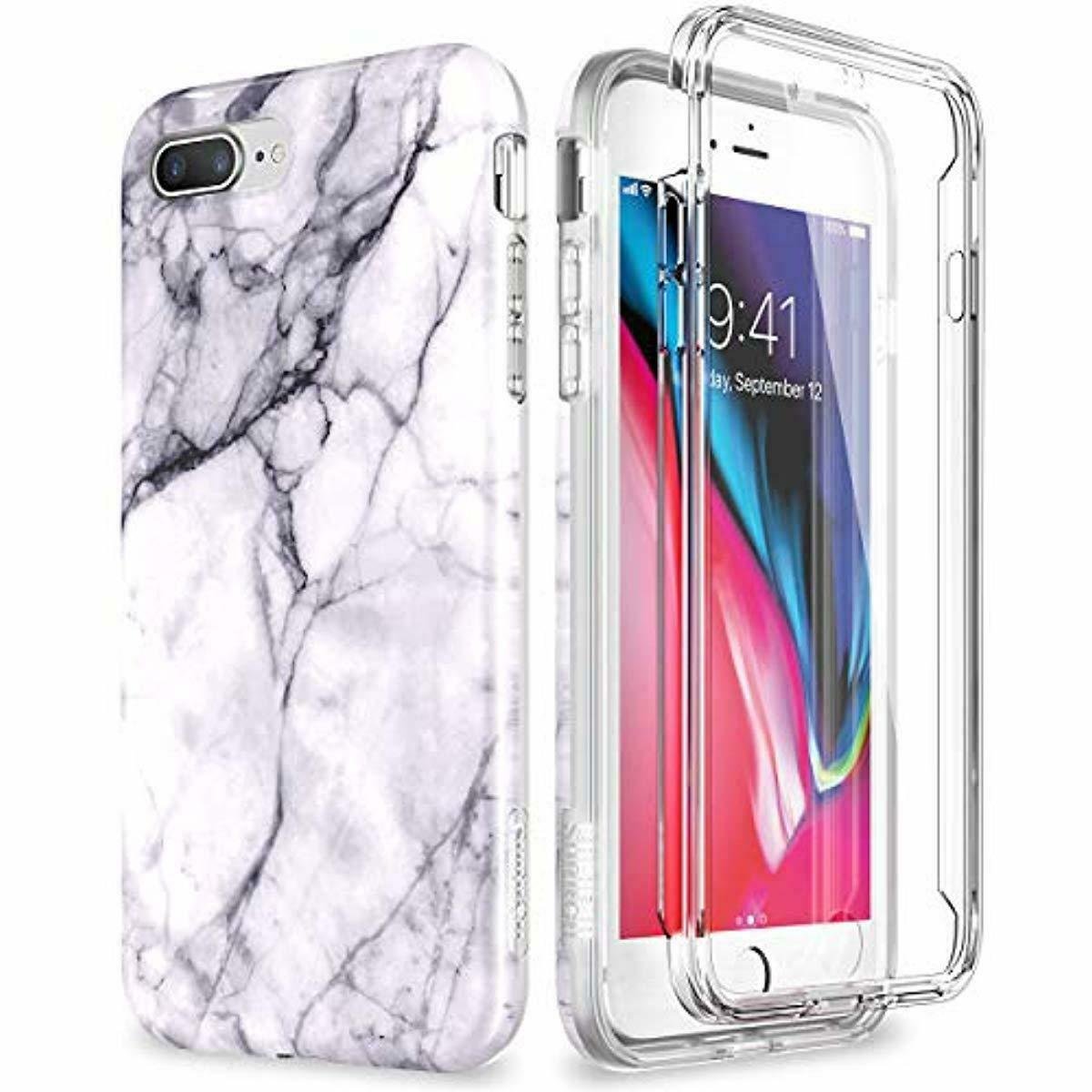 SURITCH Marble iPhone 8 Plus Case/iPhone 7 Plus Case, [Built-in Screen Protector