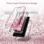 LG Stylo 4 Case Three Layer Hard Clear Glitter Sparkle 3D Shockproof Pink New