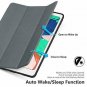 iPad Air 2019 Case Slim PU Leather Auto Sleep Wake Trifold Anti-Slip Smoke Grey