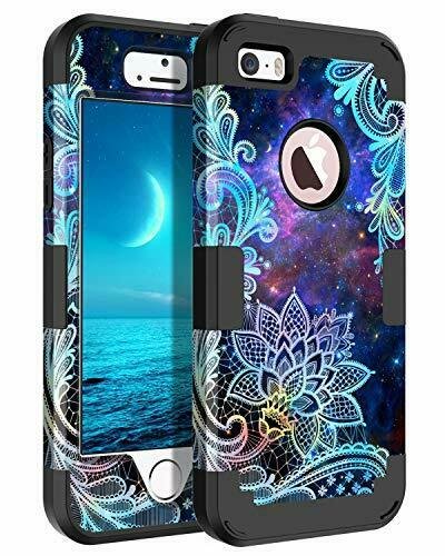 iPhone 5 5S SE Case Floral Three Layer Heavy Duty Hybrid Sturdy Armor Mandala