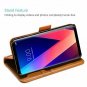 LG V30 Genuine Leather Case Vintage Wallet Folding Kickstand Card Holder Brown