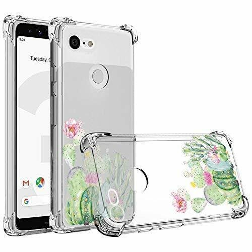Google Pixel 3a XL Case Clear Cute Green Cactus Girls Floral Design TPU Slim