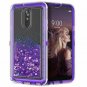 LG Stylo 4 Case Hard Clear Glitter 3D Flowing Liquid Cover TPU Silicone Purple