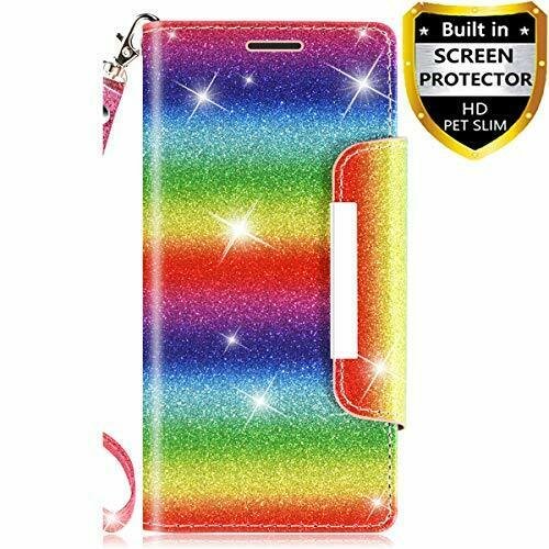 ThinQ  V35 ThinQ Case TPU  Leather Bling Glitter Flip Wallet Kickstand Rainbow