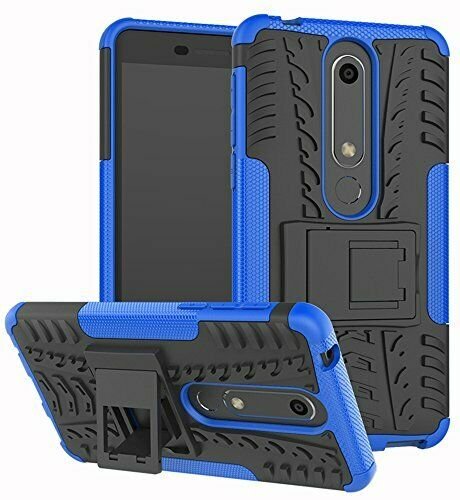 Nokia 6.1 2018 Case Dual Layer Wallet Accessories Bumper Waterproof Blue New