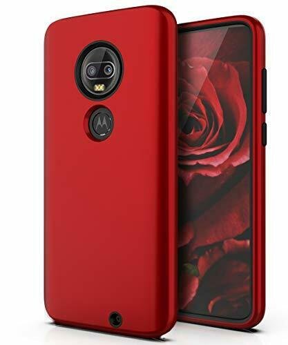 Moto G7 Case Three Layer Hybrid Slim Sturdy Case Rugged Shockproof Red Black