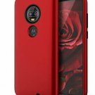 Moto G7 Case Three Layer Hybrid Slim Sturdy Case Rugged Shockproof Red Black