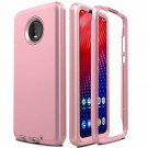 Moto Z4 Case Three Layer Full Body Heavy Duty with TPU Bumper PC Rose Gold