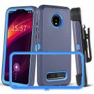Moto Z4 Case Heavy Duty Shockproof Full Body Armor Protection Hybrid Navy Blue