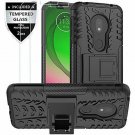 Motorola Moto G7 Play Case with Tempered Glass Screen Protector 2 Pack Black