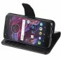 Moto X4 Case Flip Folio Kickstand Feature PU Leather Wallet case Black New