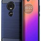 Moto G7 Case Motorola Moto G7 Case Shock Absorption Slim Cover Carbon Fiber Blue