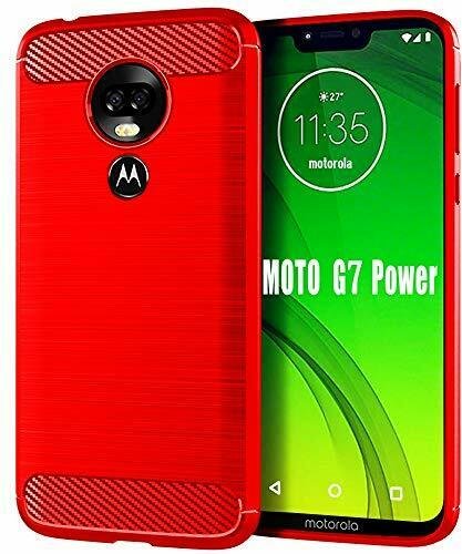 Moto G7 Power Case Soft Slim Shockproof Anti-Fingerprint Full Protective Red