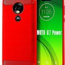 Moto G7 Power Case Soft Slim Shockproof Anti-Fingerprint Full Protective Red