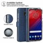Moto Z4 Case Flip Cover TPU PU Leather Case with Kickstand Shockproof Blue