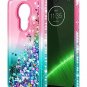 Moto G7 Case Liquid Quicksand Bling Sparkle Flowing Shiny Diamond Pink Aqua